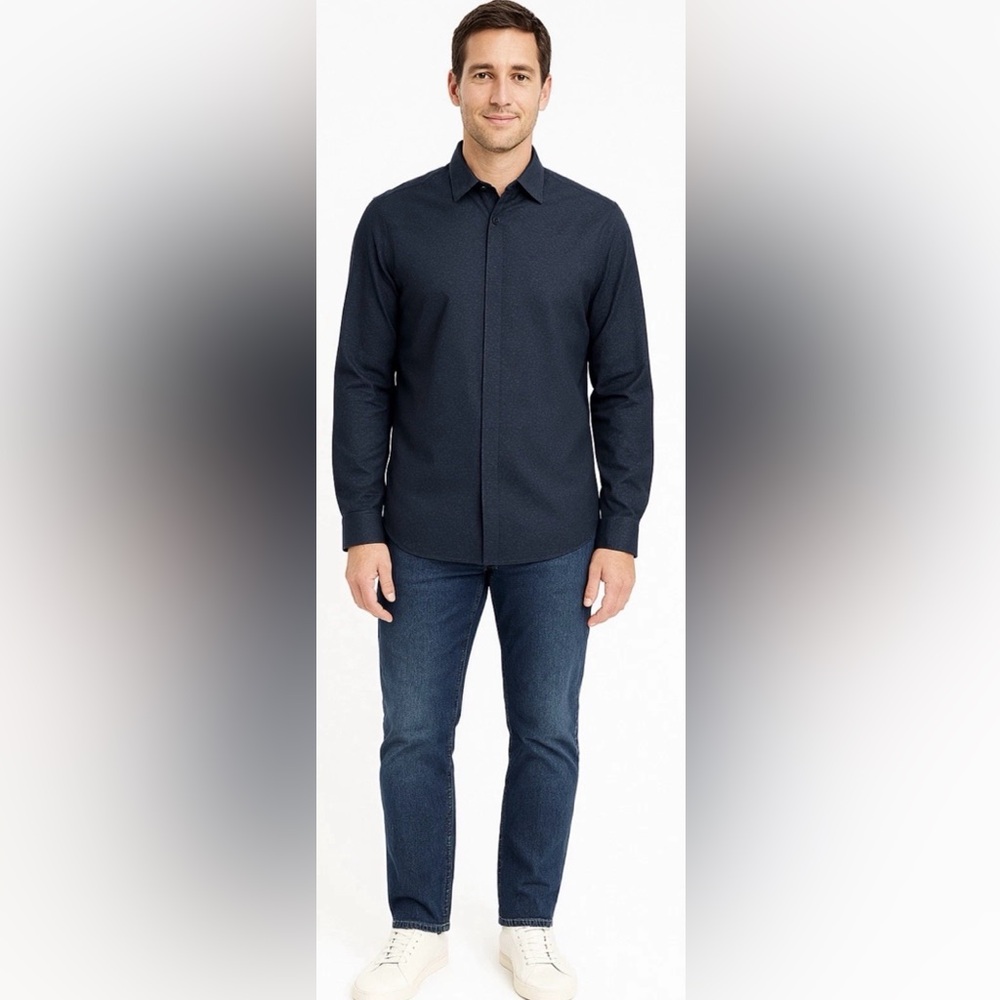 Theory Men’s Button-down Shirt Large Camrose‎ 100% Cotton Collared Blue Office